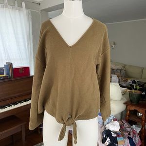Madewell olive green tie front top